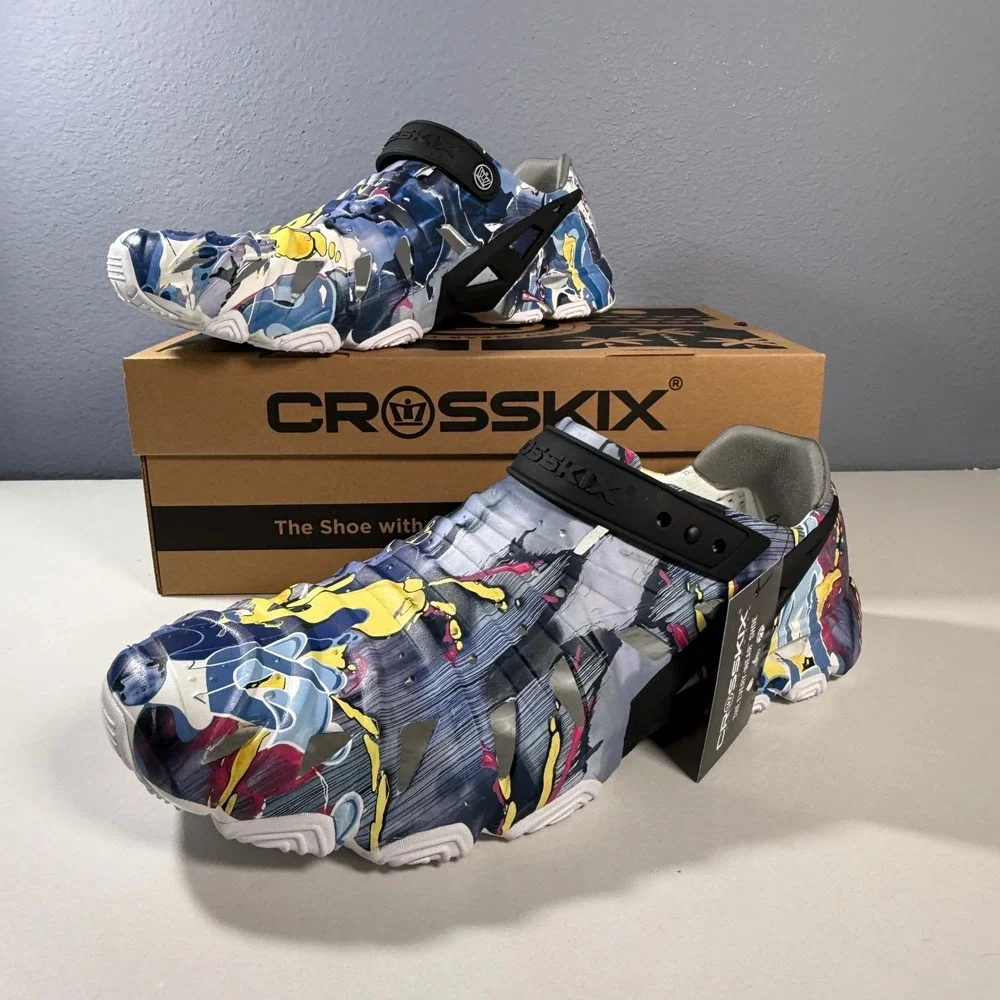 Crosskix Hybrid Shoes Mens Blue Graffiti New Water Every-Wear Clogs‎ Unisex 13